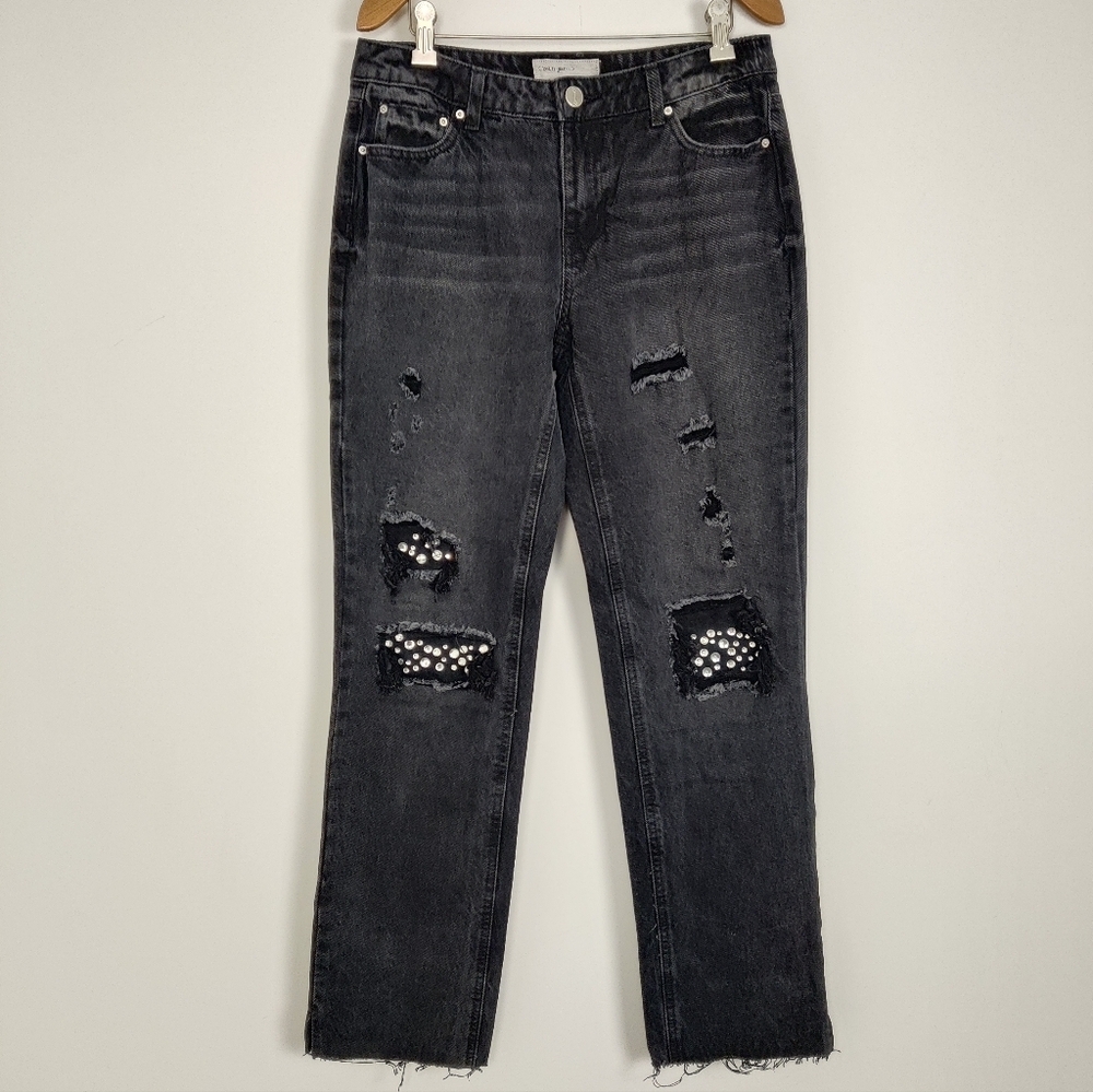 Banjara Distressed Black Denim Jeans with Stud Details - Size 27 NEW 100% Cotton